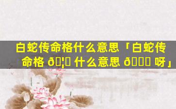 白蛇传命格什么意思「白蛇传命格 🦍 什么意思 🐟 呀」